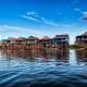 The floating village on the water komprongpok of Tonle Sap lak