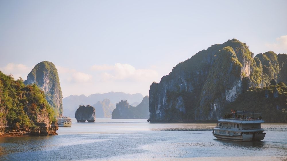 Beautiful view of lagoon in the Halong Bay